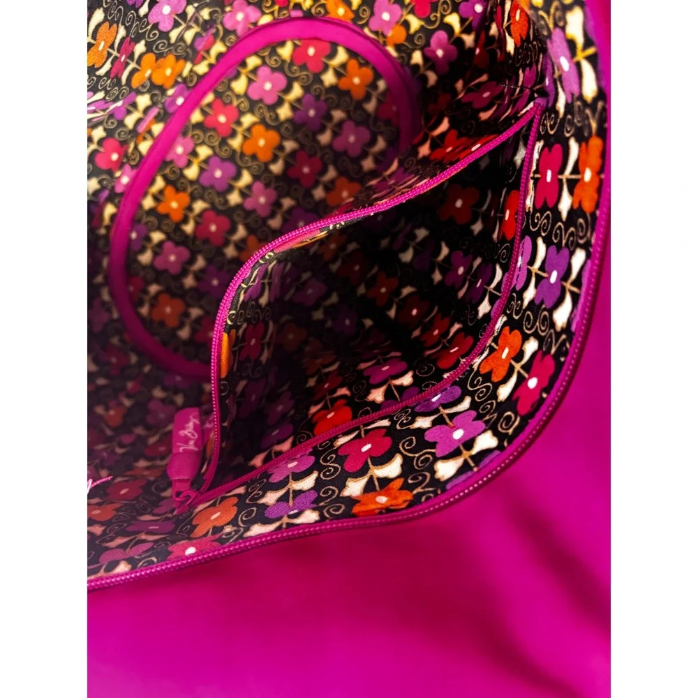 Vera Bradley Quilted Microfiber Tote Bag Magenta Berry Pink Pocketbook Purse